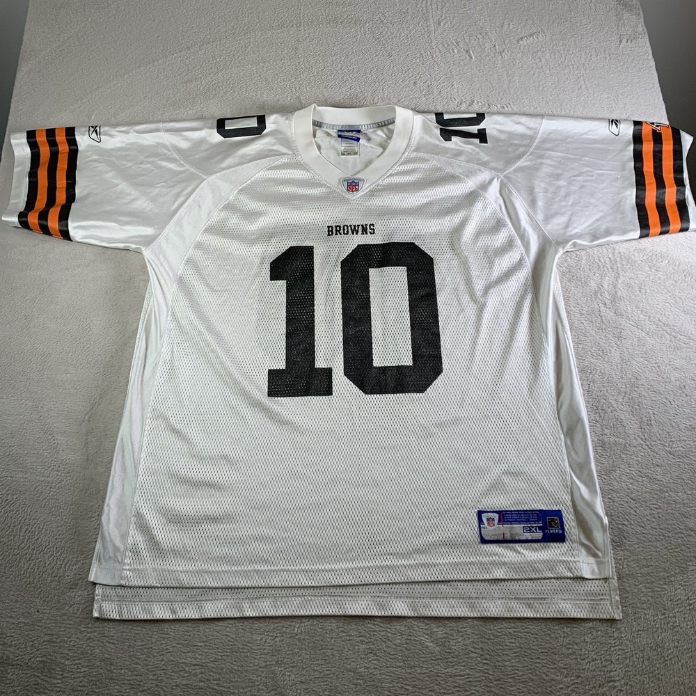 Vintage Reebok Brady Quinn Cleveland Browns Football Jersey White Men's Size 2XL